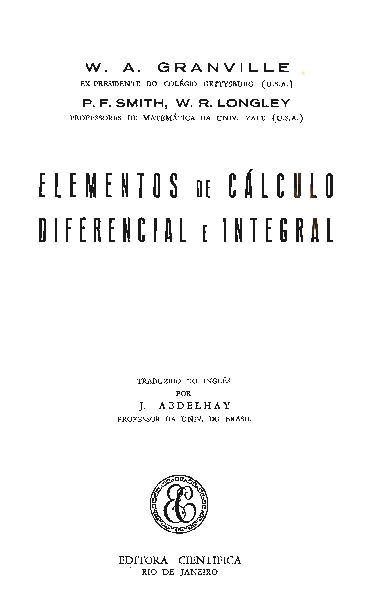 First page of “Granville Diferencial e Integral Granville (Port.)”