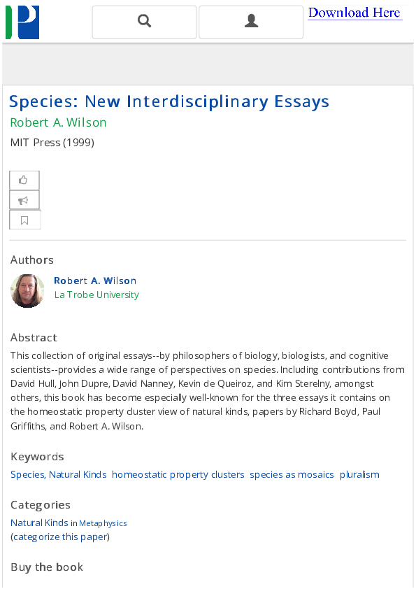 First page of “Species: new interdisciplinary essays”