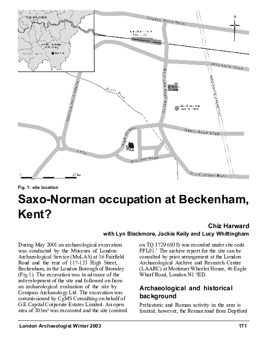 First page of “Saxo-Norman occupation at Beckenham, Kent?”