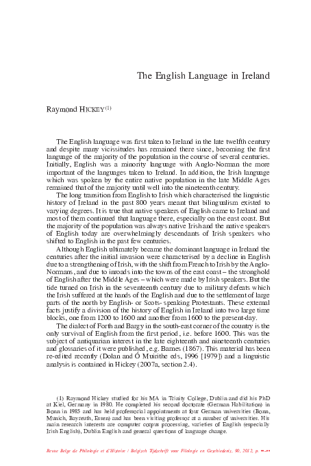 First page of “The English Language in Ireland”