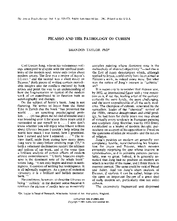 First page of “Picasso and the pathology of cubism”