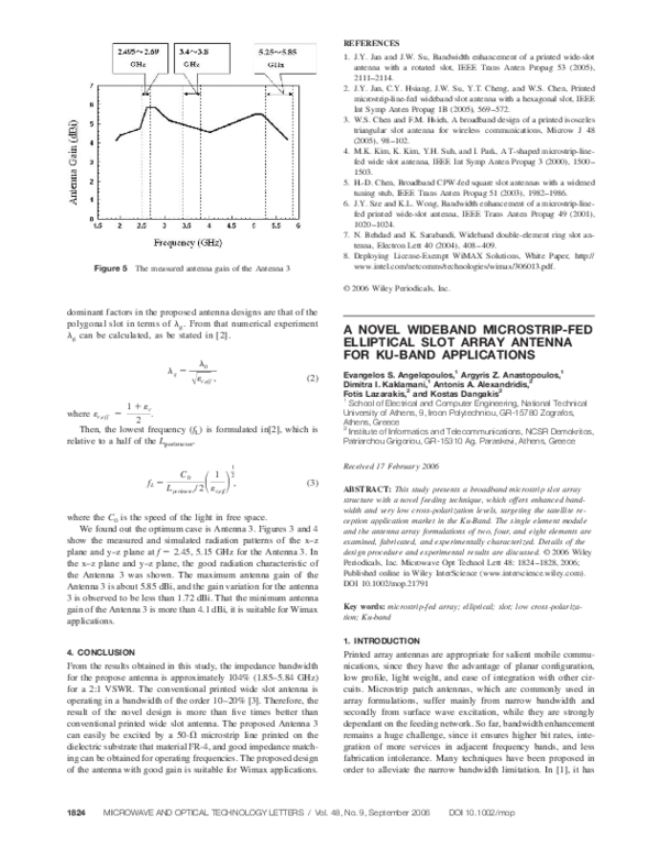 First page of “A novel wideband microstrip-fed elliptical slot array antenna for Ku-band applications”