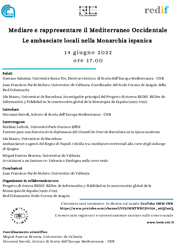 First page of “Mediare e rappresentare il Mediterraneo Occidentale, 14 giugno 2022”