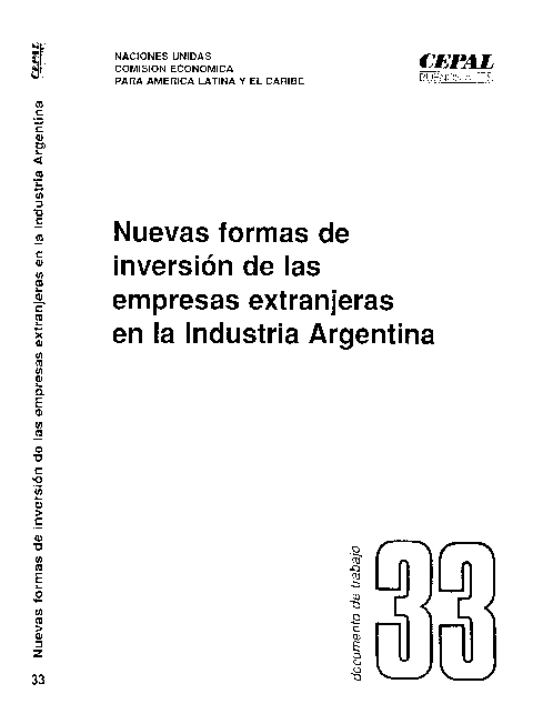 First page of “Nuevas formas de inversión de las empresas extranjeras en la industria argentina”