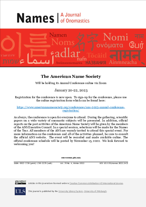 First page of “American Name Society Conference Call”