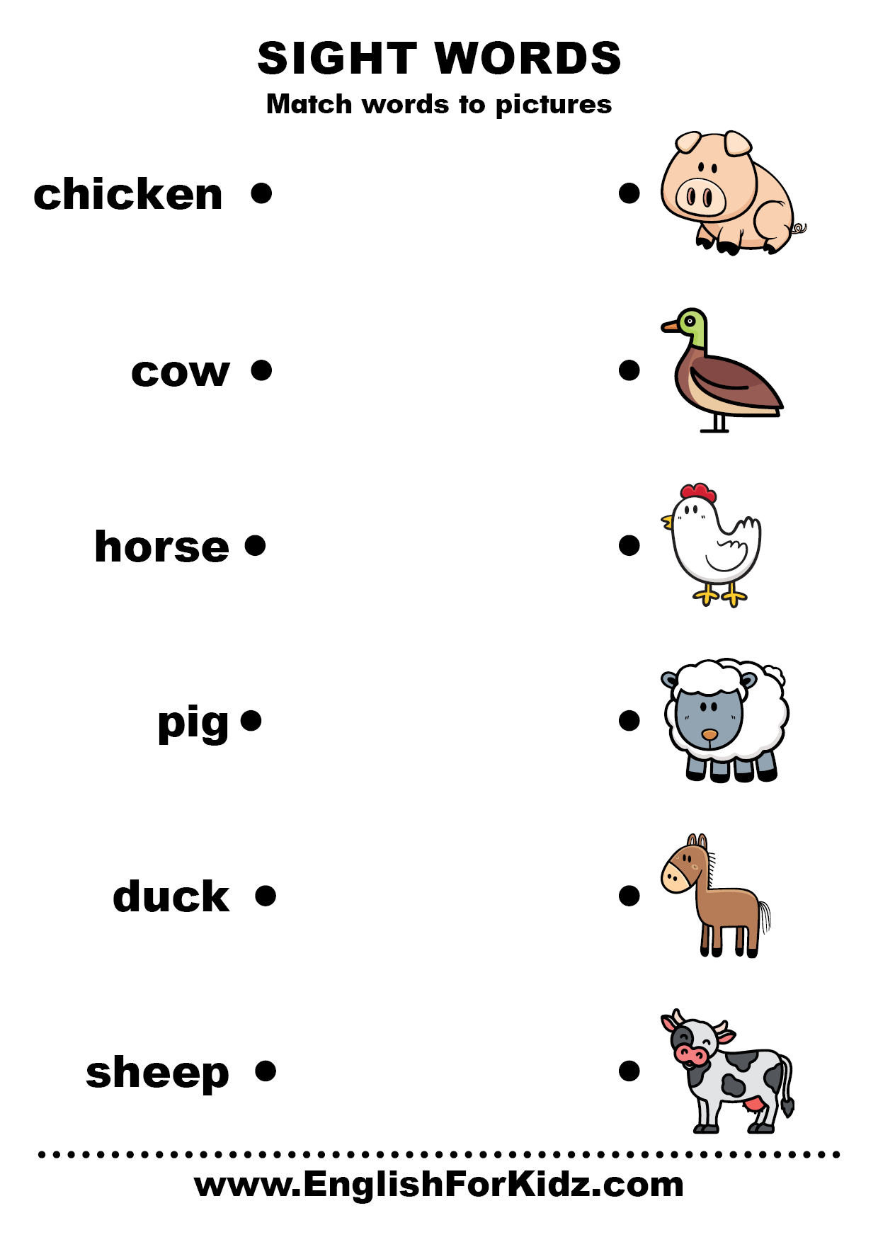 English for Kids Step by Step: Sight Words Worksheets