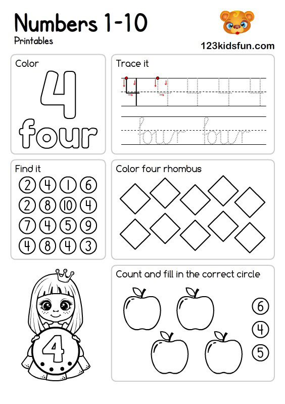 Number Worksheets 1-10 – Free Printable Preschool Math Worksheets