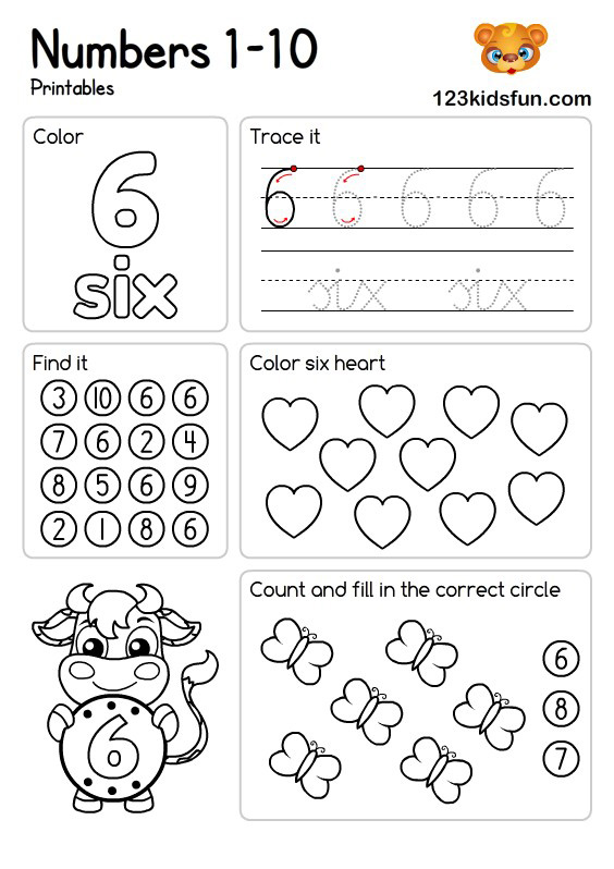 Number Worksheets 1-10 – Free Printable Preschool Math Worksheets