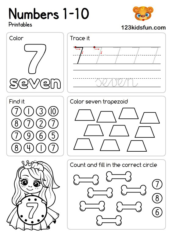 Free Preschool & Kindergarten Number Worksheets 1-10 for Kids