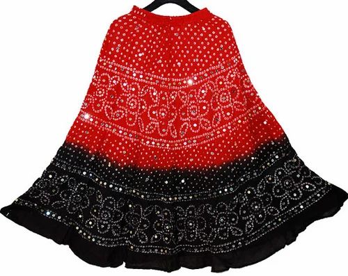 JaipurOnlineShop Long Tie Die Cotton Bandhani Skirt, Size: Regular at ...