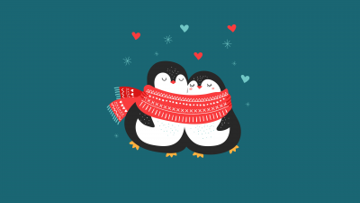 Cute couple, Penguin couple, Cute Christmas, Love hearts, Kawaii couple