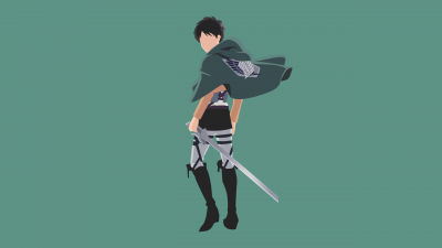 Eren Yeager, Teal background, Minimalist, 5K, Attack on Titan, Shingeki no Kyojin, Pastel teal, Simple