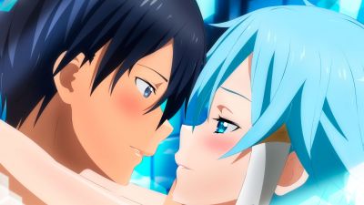 Anime couple, Sword Art Online, Kirito (Kirigaya Kazuto), Sinon (Shino Asada), SAO, Romantic, 5K, 8K