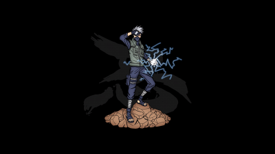 Kakashi Hatake, Raikiri, Naruto, Black background, 5K