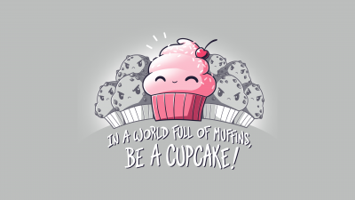 Muffins, Cupcake, Kawaii cupcake, Cute quotes, Pink, Grey background, 5K, 8K, Meme