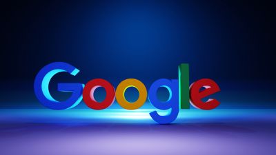 Google, Blue background, 3D Art