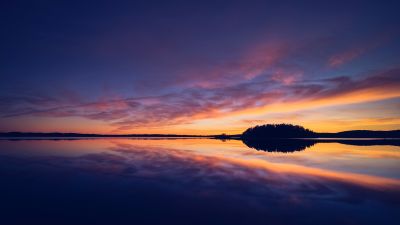 Sunset, Evening, Dusk, 5K, Lake, Sweden, Reflection