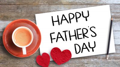 Happy Fathers Day, Greeting Card, Love hearts, Red hearts, Coffee cup, 5K