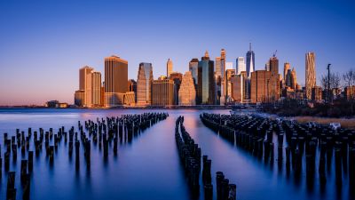 New York City, Brooklyn, Manhattan, Skyscrapers, Urban, Sunrise, Morning, 5K, Cityscape