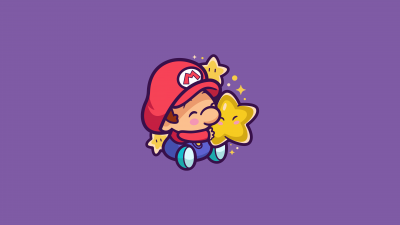 Super Mario, Cute Mario, Purple background, 5K, 8K, Simple