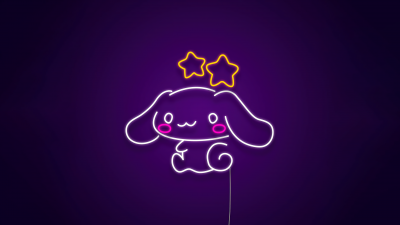 Cinnamoroll, Neon, Purple background