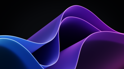 Waves, Purple, Windows 11, Dark Mode, Black background, Aesthetic