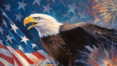 Bald eagle, Independence Day, 4th of July, USA Flag background