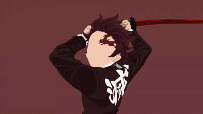 Tanjiro Kamado, Faceless, Minimalist, Brown background, Brown aesthetic