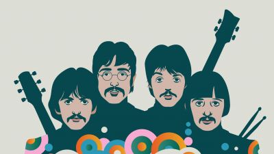 The Beatles, Illustration, 5K, John Lennon, Paul McCartney, Ringo Starr, George Harrison