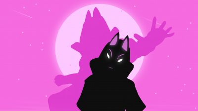 Catalyst, Fortnite, Silhouette, Pink background, 5K