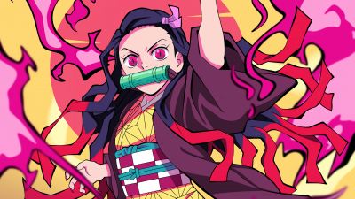 Nezuko Kamado, Illustration, Demon Slayer: Kimetsu no Yaiba, 5K, Digital Art