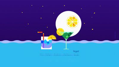 August Calendar, 2023, Party night, Cocktail, Simple