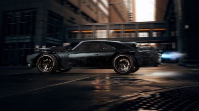 Batmobile, Dodge Charger, 5K, City street