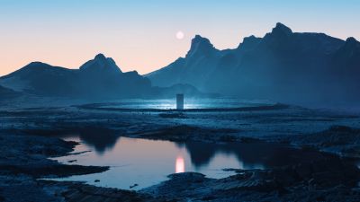 Monolith, Landscape, Ultrawide, Sunset, Scenic, Surreal