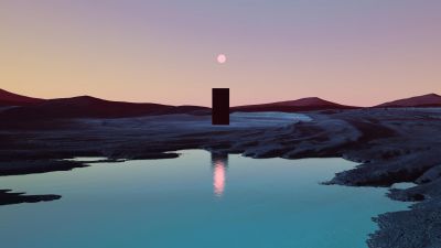 Monolith, Ultrawide, Sunset, Lake, Scenic, Surreal, Landscape