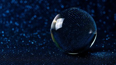 Crystal Ball, Dark blue, Bokeh Background, 5K, Macro