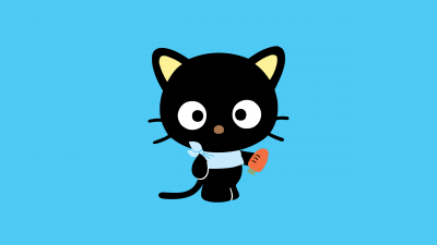 Chococat, Minimalist, Cyan background, Cute cartoon, 5K, Simple