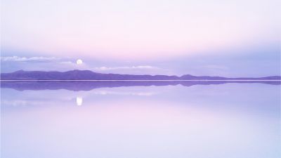 Full moon, Purple aesthetic, Lake, Calm, Reflection, Mountains