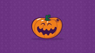 Halloween Pumpkin, Purple background, 5K, Smiling, Cute art, Halloween background