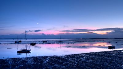 Beach, Scenery, Sunset, Reflection, Clouds, 5K