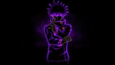 Megumi Fushiguro, Black background, Jujutsu Kaisen, 5K, 8K, Purple