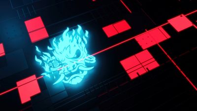 Samurai, Cyberpunk 2077, Logo, Glowing