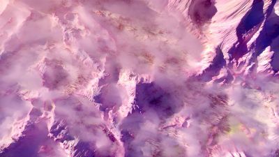 Infrared, Mountain range, Aerial view, 5K, Above clouds, Digital Art