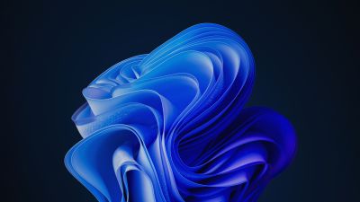 Windows 11, Bloom, Dark Mode, 5K, Blue abstract, Dark background, Dark blue, Vibrant