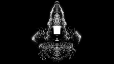 Venkateshwara Swamy, Hindu God, Hinduism, Tirupati Balaji, Srinivasa, 5K, 8K, Black and White, Monochrome