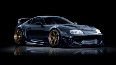 Toyota Supra Mk4, JDM cars, Classic cars, Black background, AI art