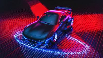 Mazda RX-7, Neon background, Japanese, JDM cars, Classic cars