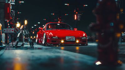 Mazda RX-7, JDM cars, Japanese, AI art, Red cars