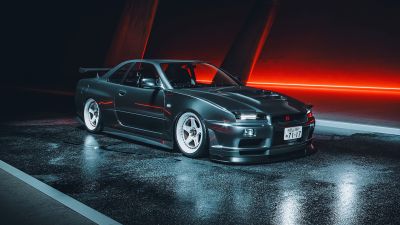 Nissan Skyline GT-R R34, JDM cars, AI art