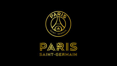 Paris Saint-Germain, Black background, Logo, Golden letters, Football team